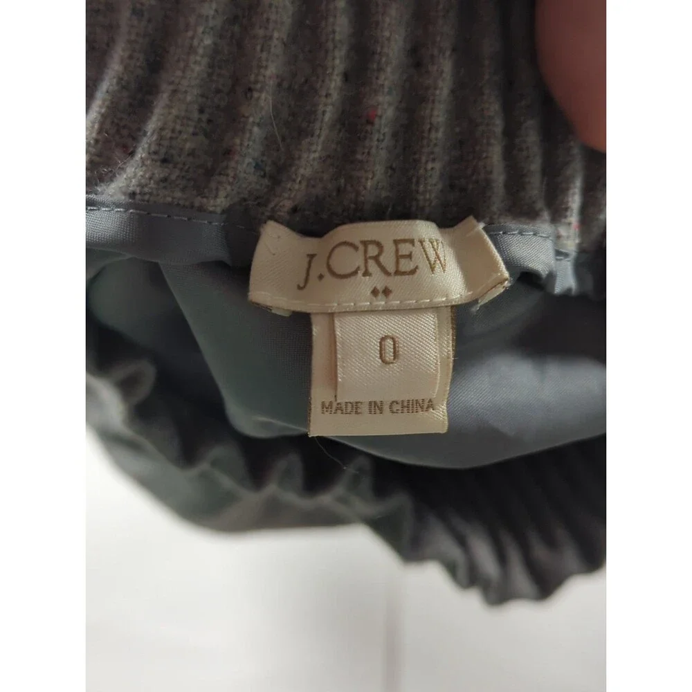 J. Crew Womens Size 0 Skirt Gray Wool Blend Red White Blue Spec Work Classic